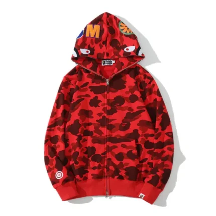 A Bathing Ape Camouflage Red Bape Shark Hoodie