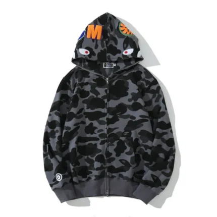 A Bathing Ape Camouflage Red Bape Shark Hoodie