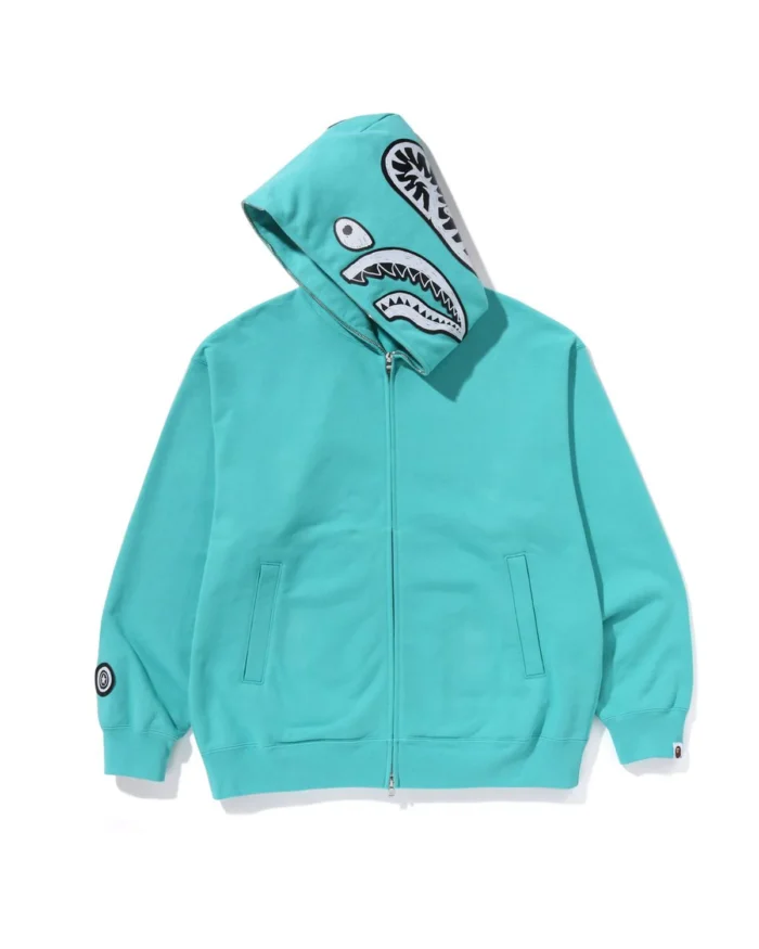 Hand Drawn Face Relaxed Fit Shark Full Zip Hoodie