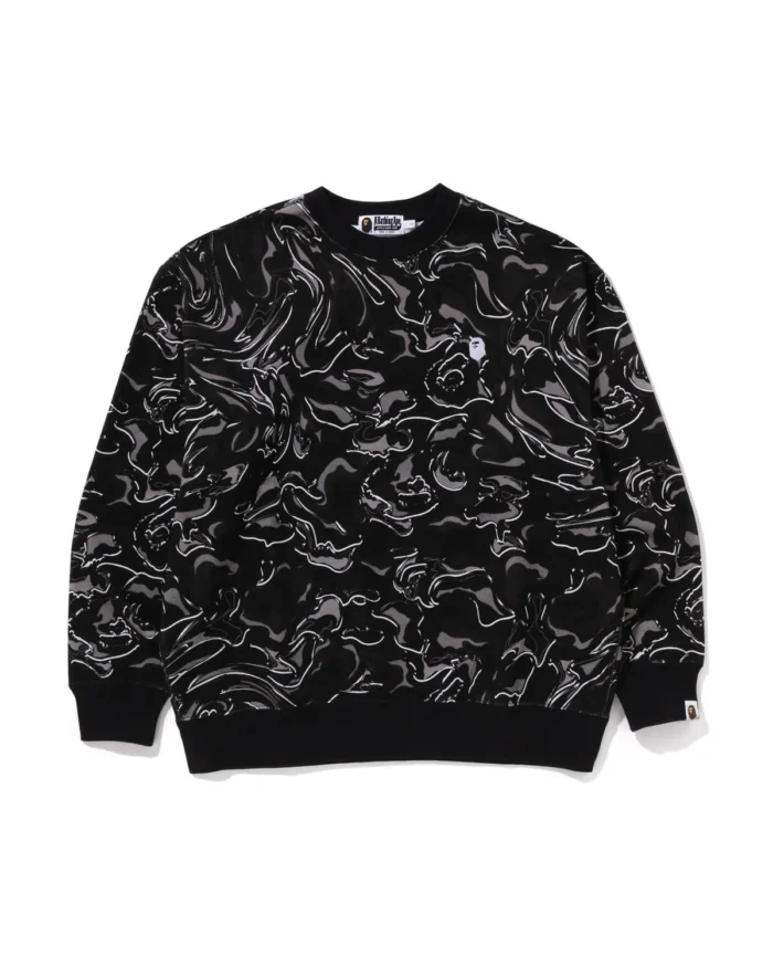 Marbling Camo Logo Relaxed Fit Crewneck Sweatshirt