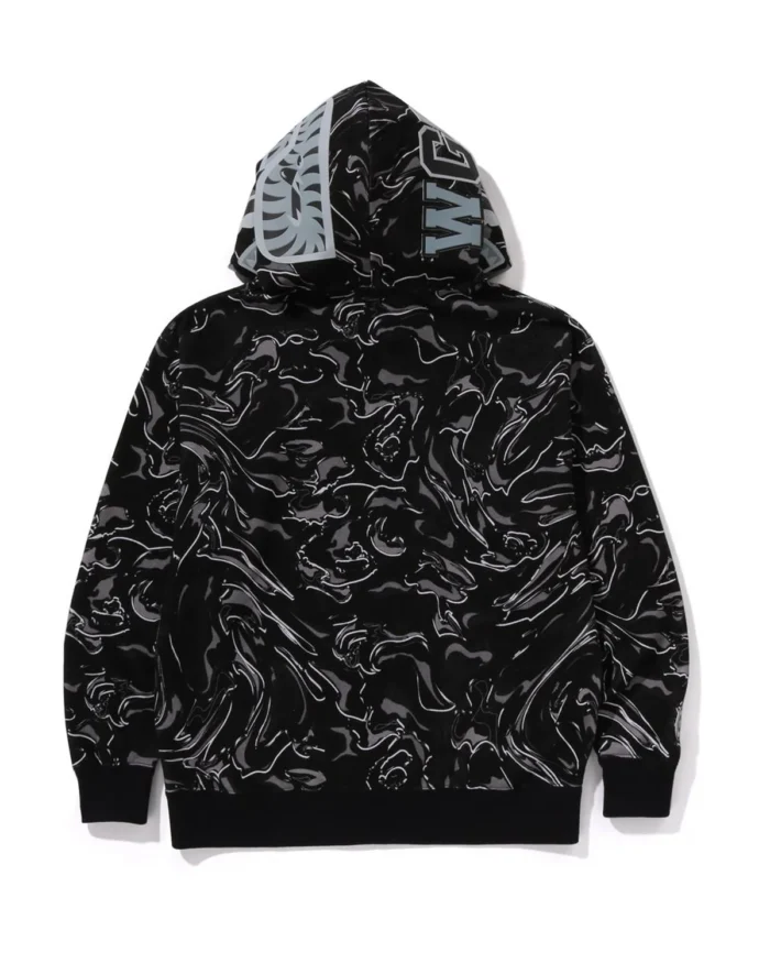 Marbling Camo Shark Relaxed Fit Full Zip Hoodie